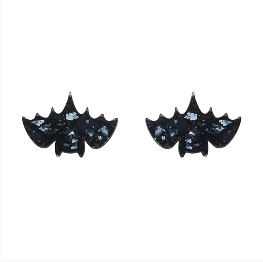 Fang Time Bat Chunky Glitter Stud Earrings by Erstwilder