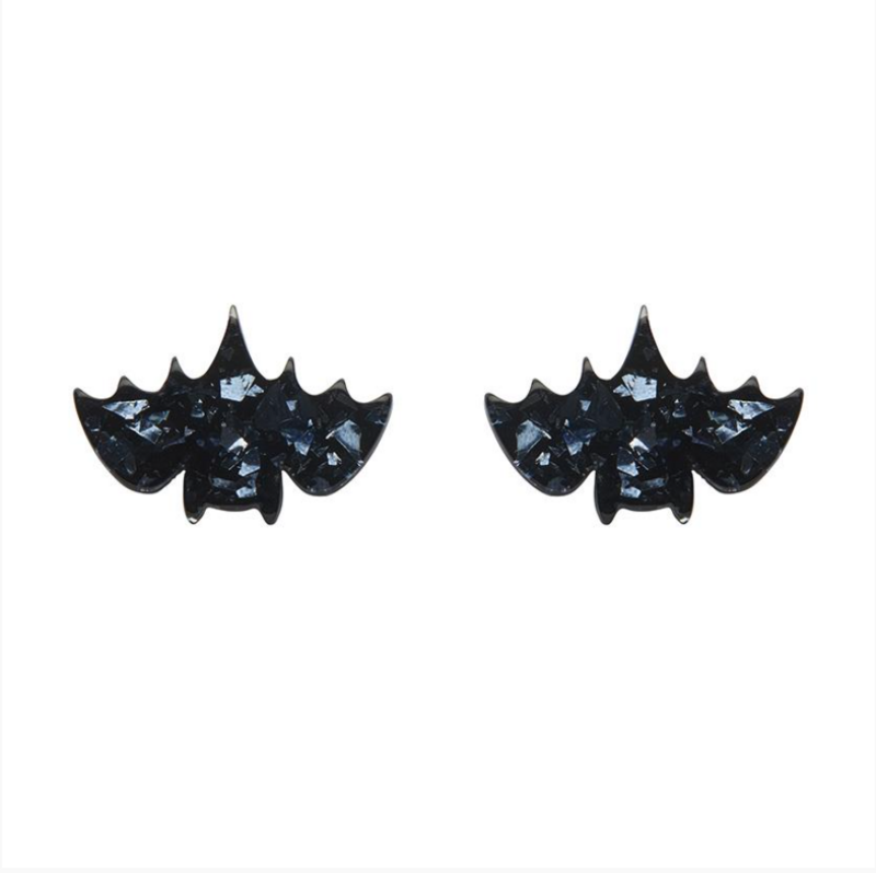 Fang Time Bat Chunky Glitter Stud Earrings by Erstwilder