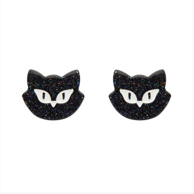 Shadow the Cat Glitter Stud Earrings by Erstwilder