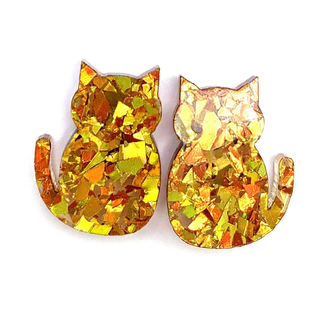 Glitsy Cat Studs by Blossom & Cat, Colour: Amber