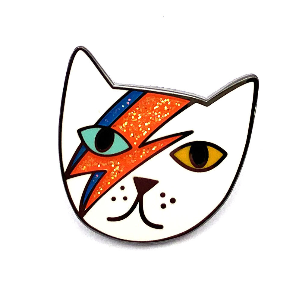Blossom & Cat "Mr Meowy" Enamel Pin, Colour: White