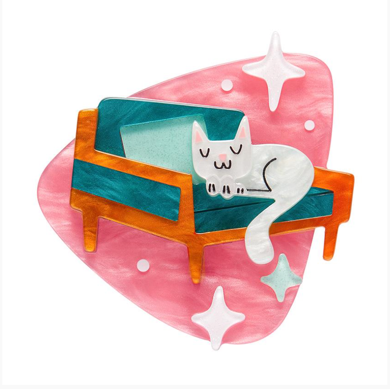 Susan The Sleeping Kitty Brooch by Erstwilder