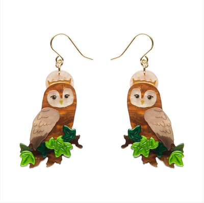 Regal Woodland Owl drop earrings by Erstwilder