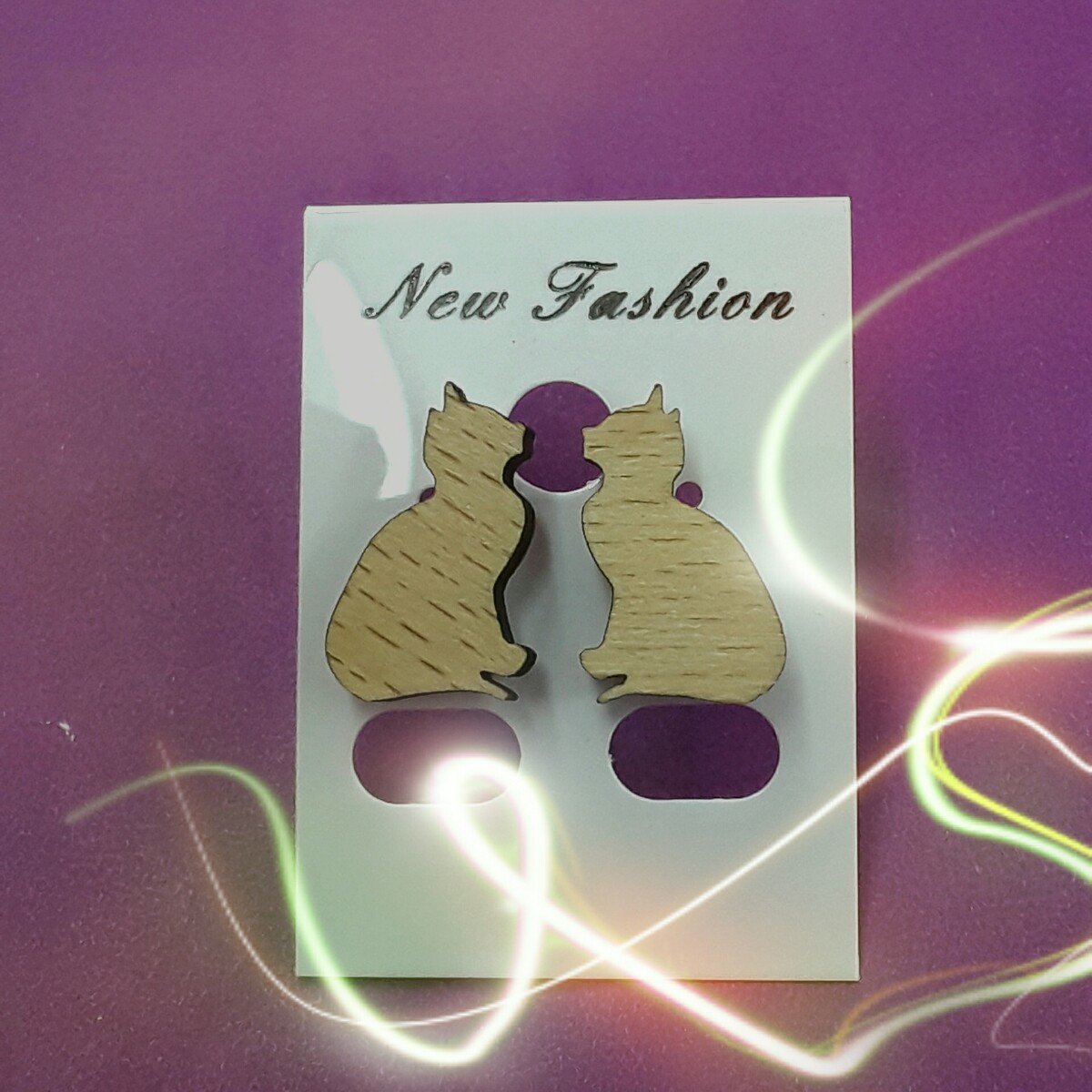 Wood Lasercut Sitting Kitty Ear Studs