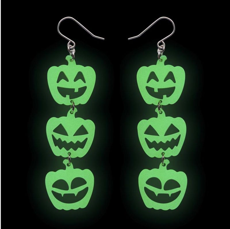 Halloween Pumpkins Drop Earrings (glow in the dark) by Erstwilder