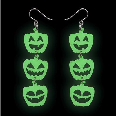 Halloween Pumpkins Drop Earrings (glow in the dark) by Erstwilder