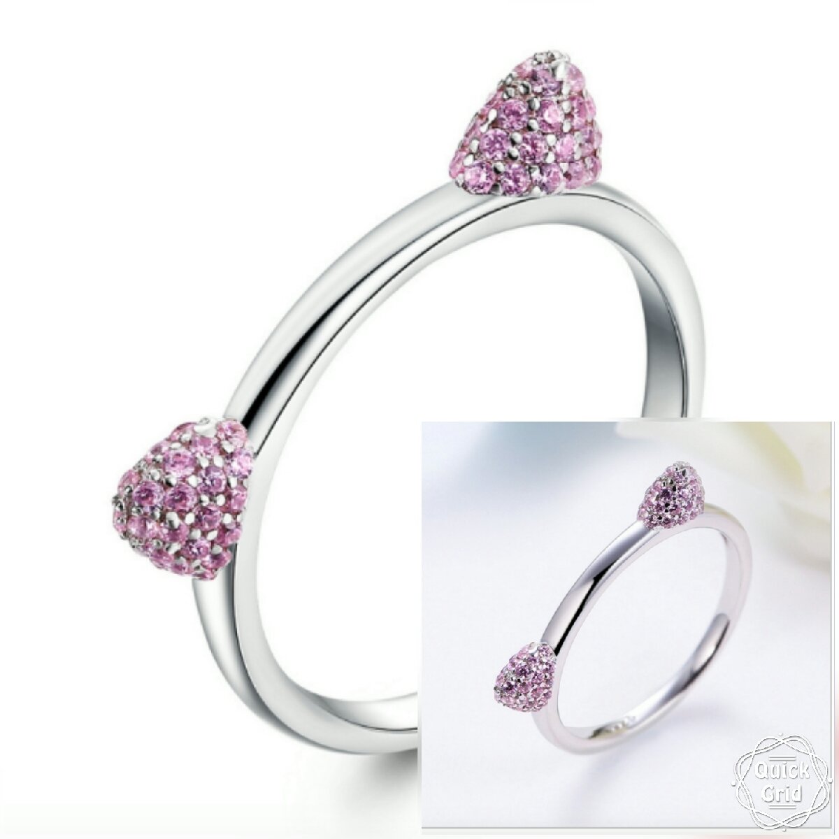 Cubic Zirconia Cat Ears Ring