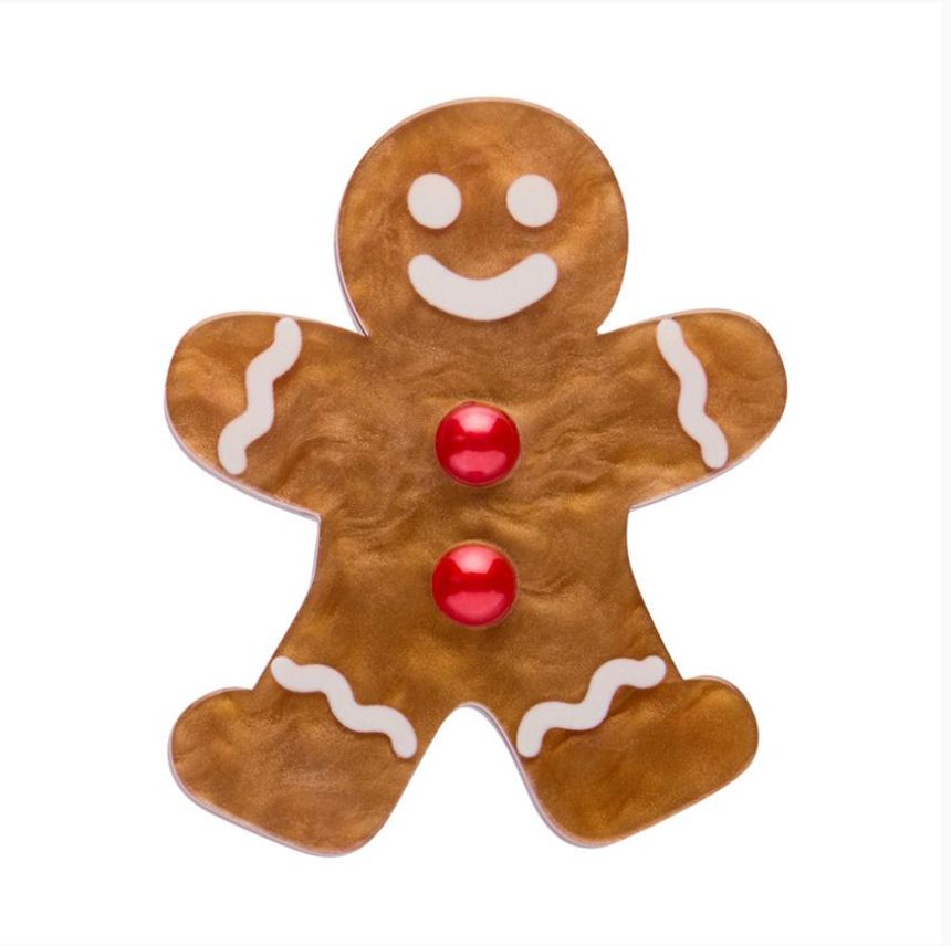 Gingerbread Man Simplified Mini Brooch by Erstwilder