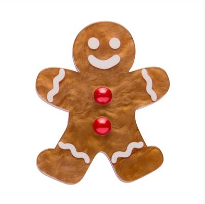Gingerbread Man Simplified Mini Brooch by Erstwilder
