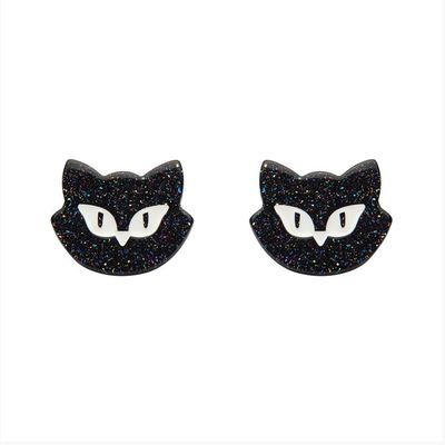 Shadow the Cat Glitter Stud Earrings by Erstwilder