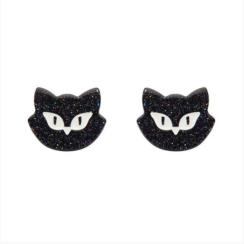 Shadow the Cat Glitter Stud Earrings by Erstwilder