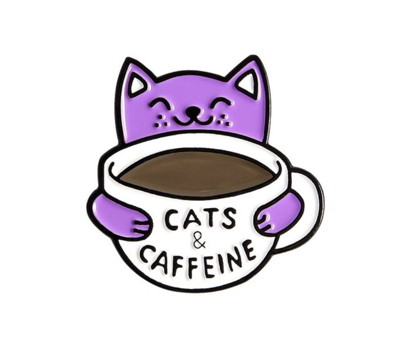 Cats &amp; Caffeine Badge Pin