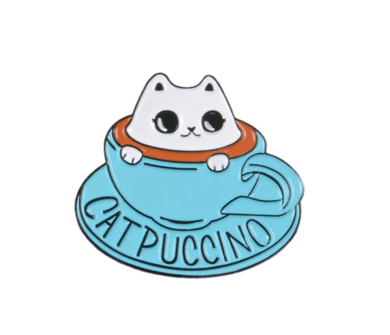 Catpuccino cat pin badge