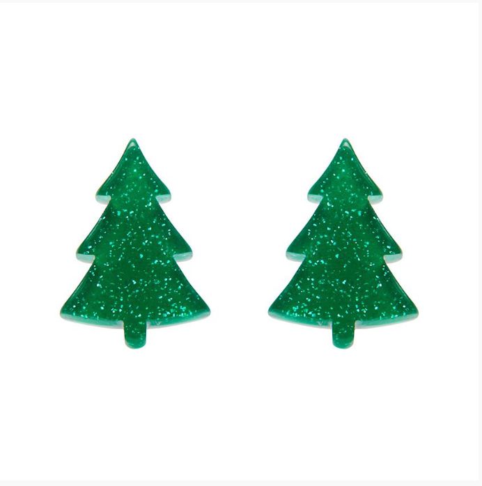 Green Christmas Tree Stud Earrings by Erstwilder