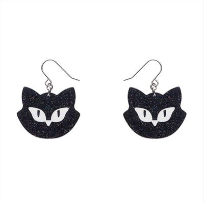 Shadow the Cat Glitter Drop Earrings by Erstwilder