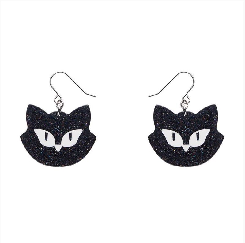 Shadow the Cat Glitter Drop Earrings by Erstwilder