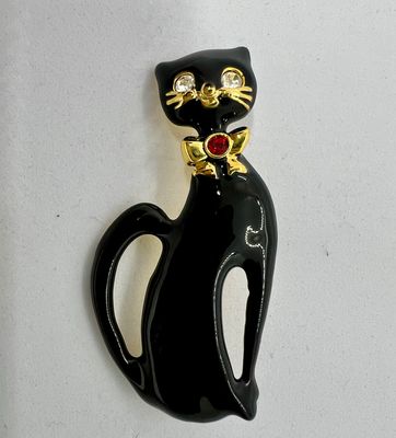 Firucci Enamel Cat Brooch