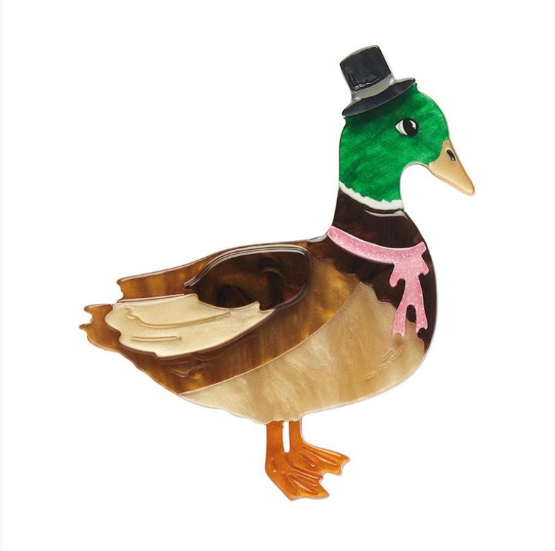 Well-Dressed Duck Brooch by Erstwilder