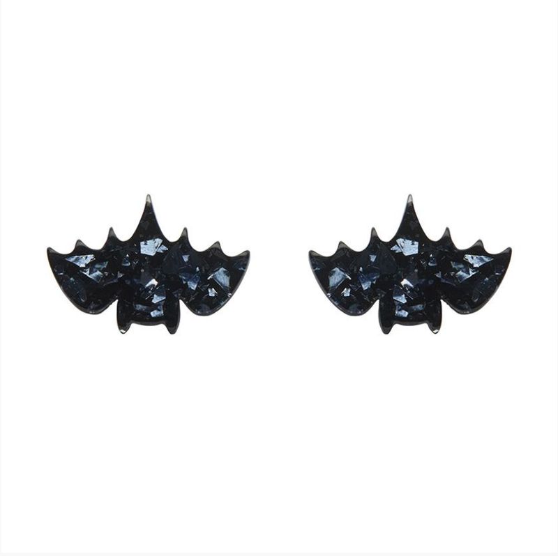 Fang Time Bat Chunky Glitter Stud Earrings by Erstwilder