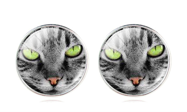 Cat Colours Ear Studs (8 Colours), Colours: Tabby Cat