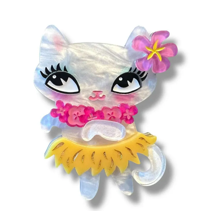 Tiki Hula Kitty Brooch