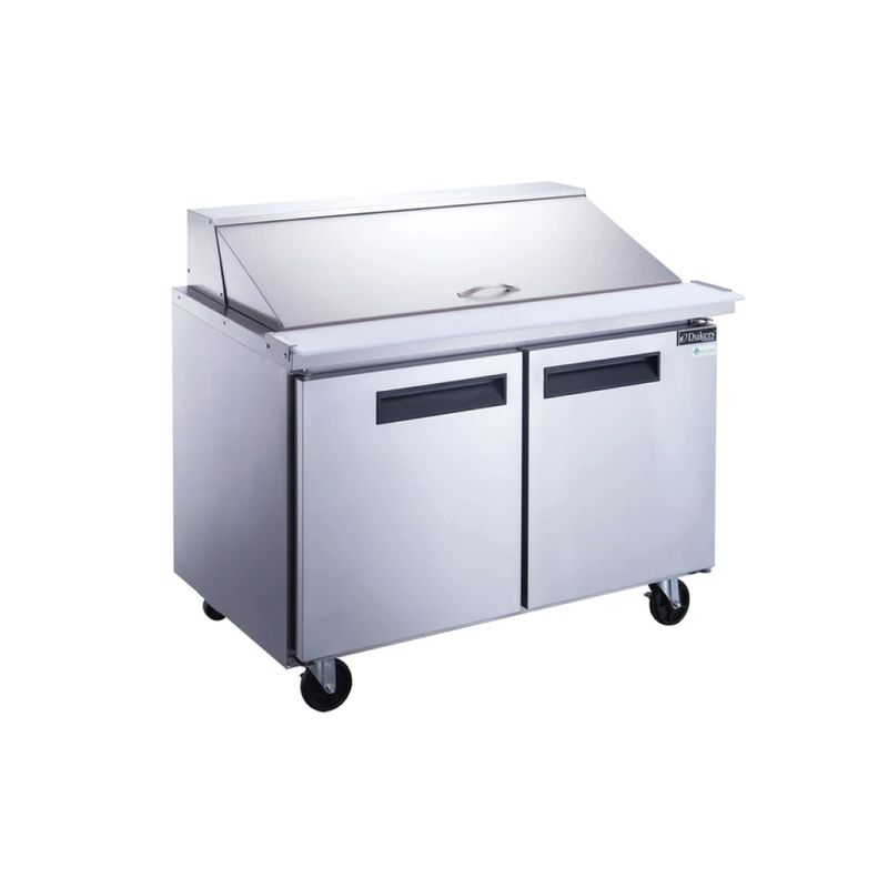 DSP48-18M-S2 2-Door Commercial Food Prep Table Refrigerator in Stainless Steel with Mega Top