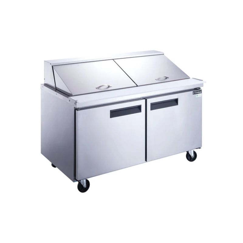 DSP60-24M-S2 2-Door Commercial Food Prep Table Refrigerator in Stainless Steel with Mega Top