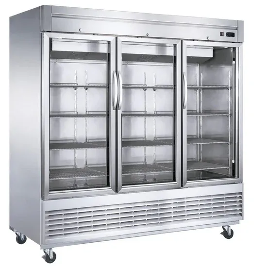 D83R-GS3 Bottom Mount Glass 3-Door Commercial Reach-in Refrigerator