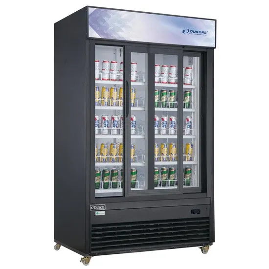 DSM-47SR Commercial Glass Sliding 2-Door Merchandiser Refrigerator in Black