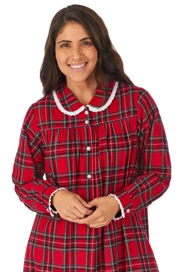 Women&#39;s Red Tartan Flannel Nightgown