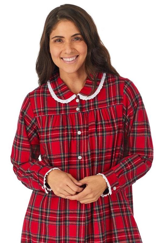 Women&#39;s Red Tartan Flannel Nightgown