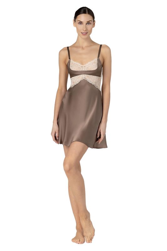 Morgan Silk Cradle Bust Mochaccino Chemise