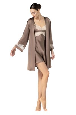 Morgan Silk Short Mochaccino Robe