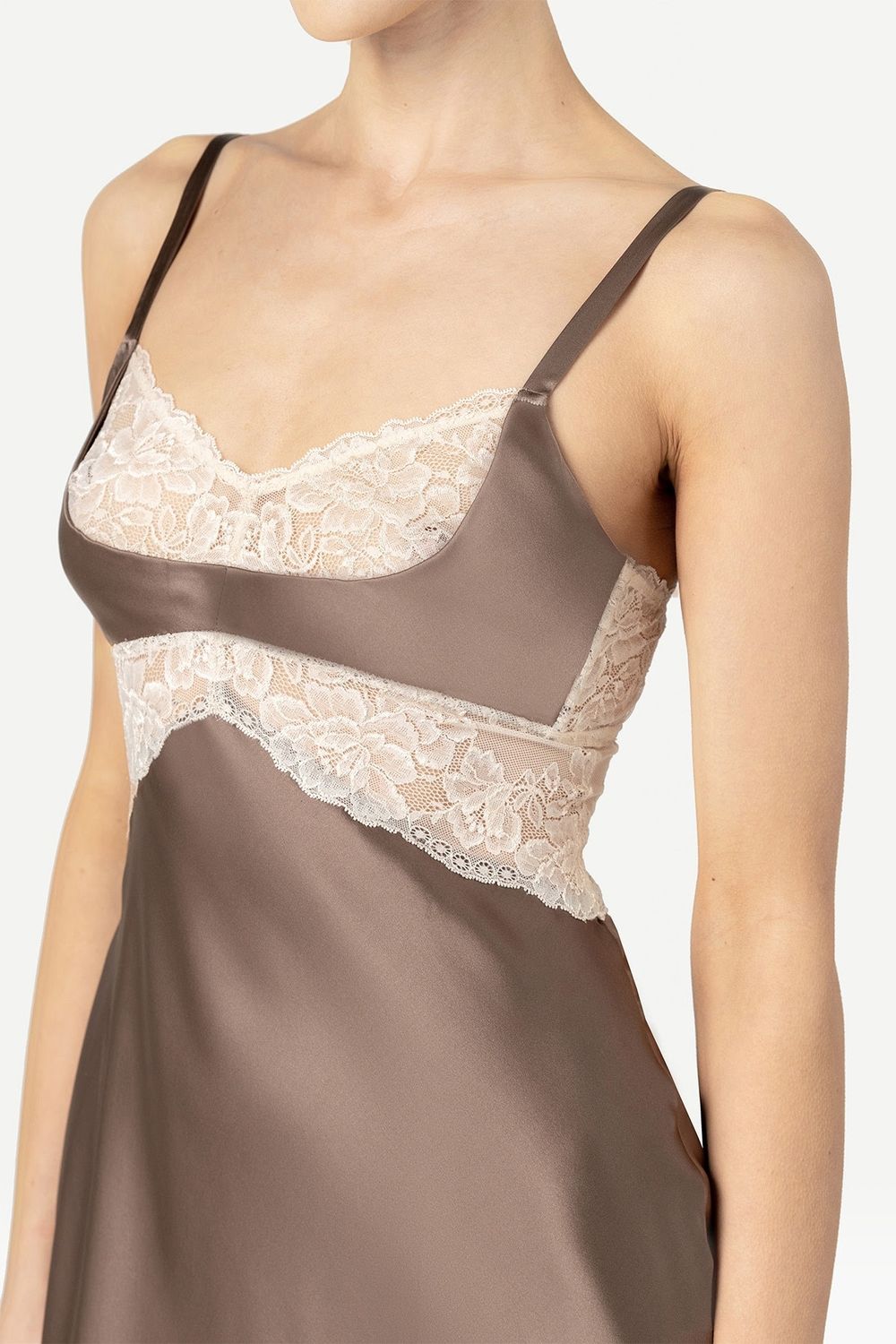 NKiMODE Morgan Silk Cradle Bust Mochaccino Chemise