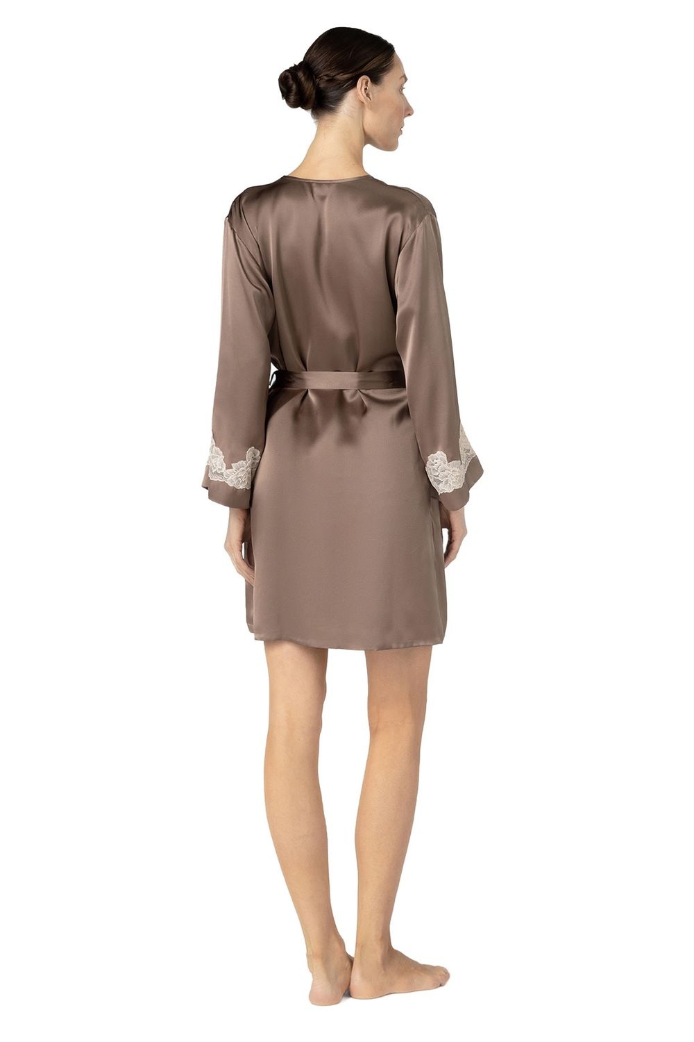 NKiMODE Morgan Silk Short Mochaccino Robe
