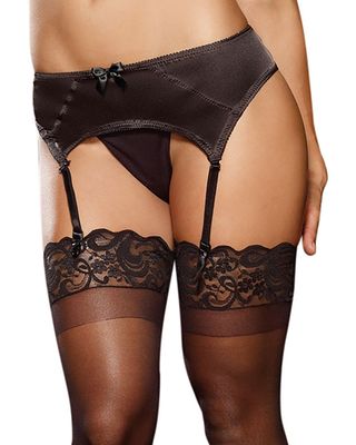 Dreamgirl Satin Garterbelt Black   1X/2X