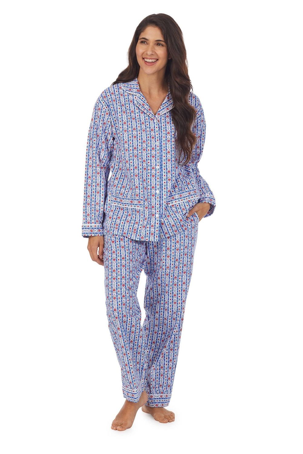 Lanz Women&#39;s Tyrolean Flannel PJ Set, COLOUR: TYROLEAN BLUE, SIZE: SMALL