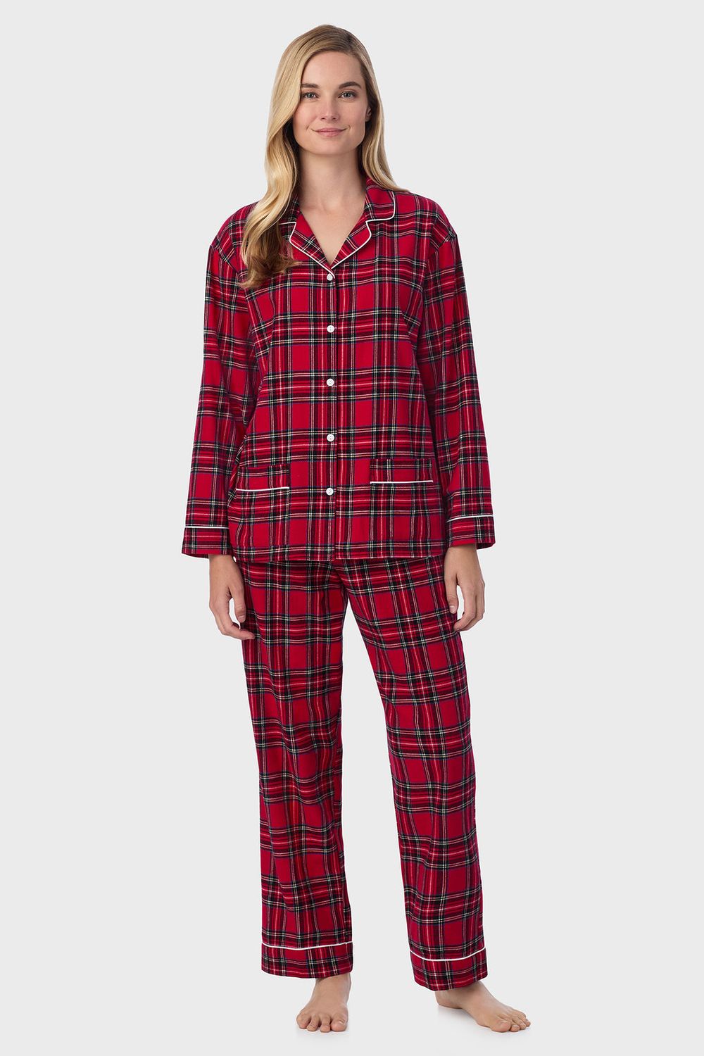 Lanz Women&#39;s Red Tartan Flannel PJ Set