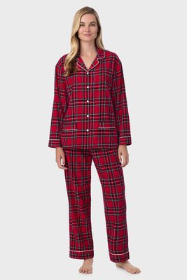 Lanz Women&#39;s Red Tartan Flannel PJ Set