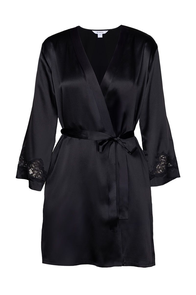 NKiMODE Morgan Short Silk Black Robe
