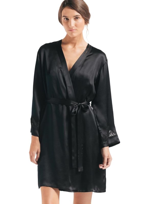 Morgan Short Silk Black Robe