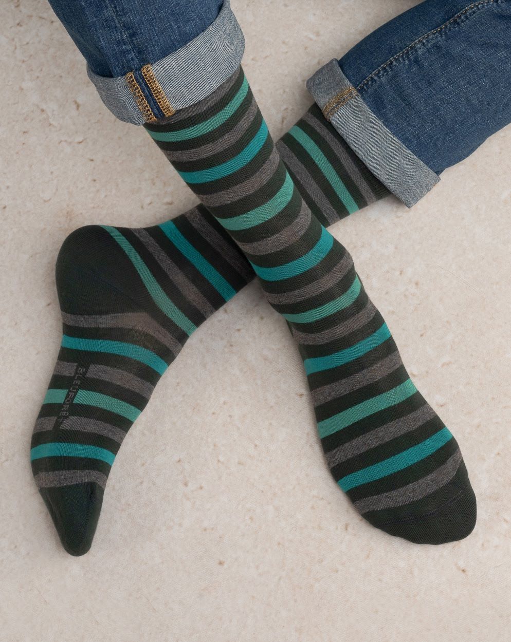 Urban Stripe Cotton Sock, SIZE: 9-12.5, COLOUR: TEAL