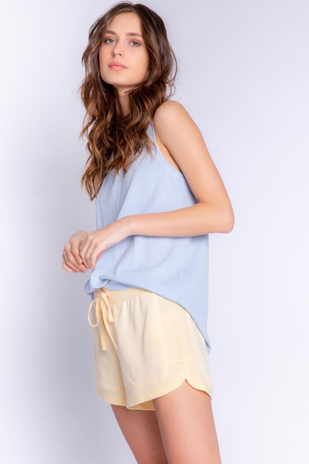 Back to Basic Waffle Tank Top SKY BLUE