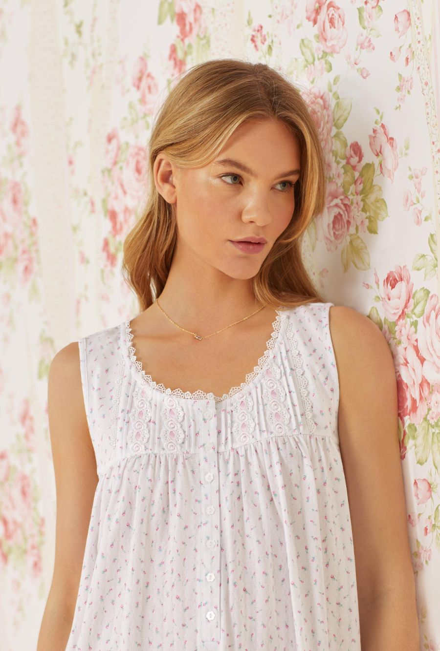 Pointelle Knit Rosebud Chemise