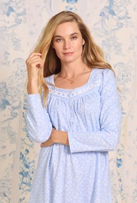 Budding Blue L/S Cotton Nightgown