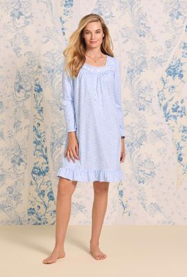 Budding Blue L/S Cotton Nightgown