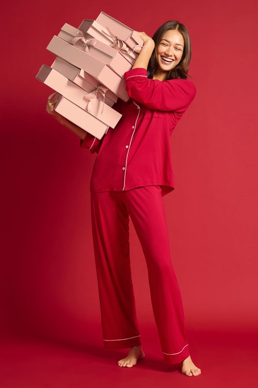 Gisele HOLIDAY RED Long PJ Set