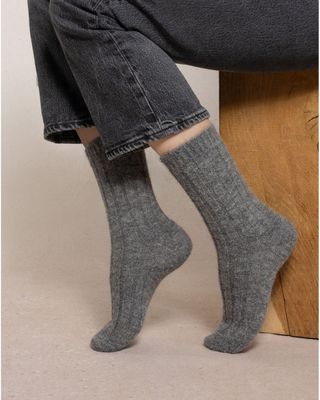 Alpaca &amp; Wool Ribbed  Socks
