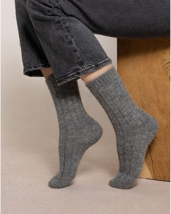 Alpaca &amp; Wool Ribbed  Socks
