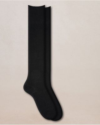 Velvet Cotton Knee Highs Black   O/S